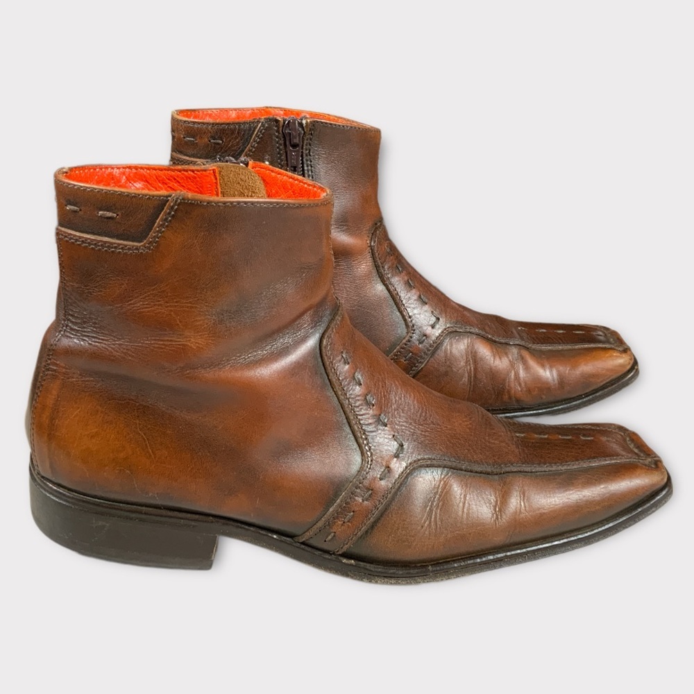 Mark Nason Men’s Vintage genuine leather moccasins boots square toe brown Sz 10